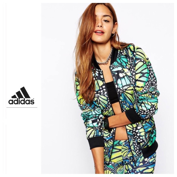 adidas Jackets & Blazers - ADIDAS BLUE ORIGINALS BUTTERFLY BOMBER JACKET LARGE